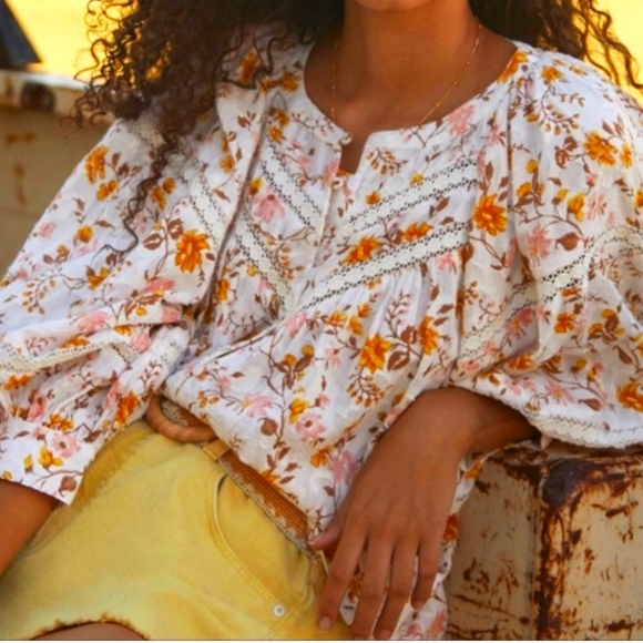 Anthropologie harmony lace peasant blouse - Picture 2 of 7